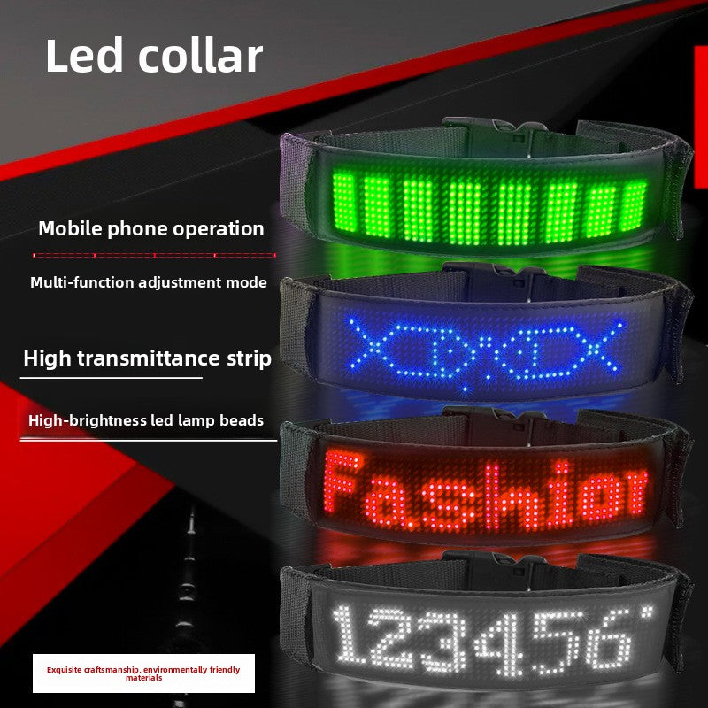 App Controlled LED Pet Collar with Scrolling Text Light